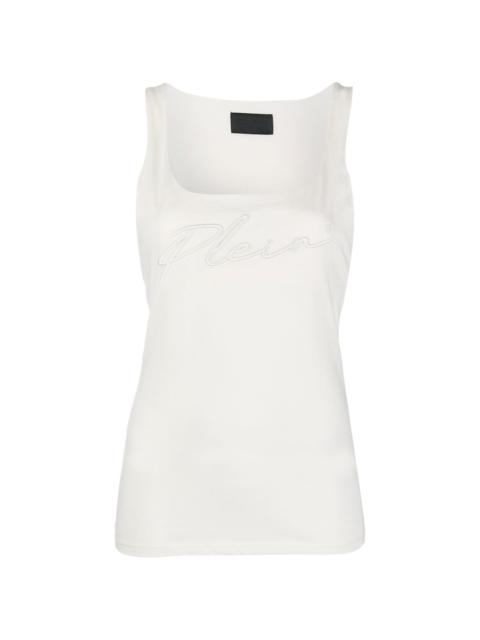 logo-embroidered tank top