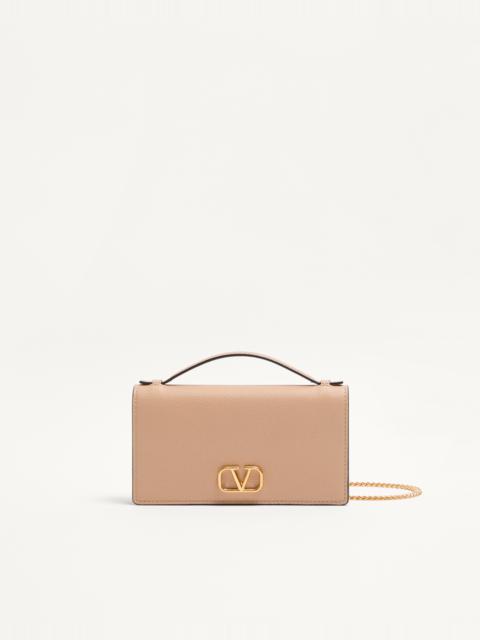 Valentino VLOGO SIGNATURE GRAINY CALFSKIN WALLET WITH CHAIN