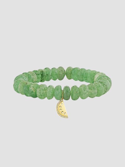 SYDNEY EVAN Women's 14K Yellow Gold, Green Quartz & 0.05 TCW Diamond Beaded Stretch Bracelet - Green