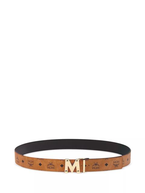 MCM Men's Claus Reversible Leather Belt with 24K Yellow Gold Plated Buckle