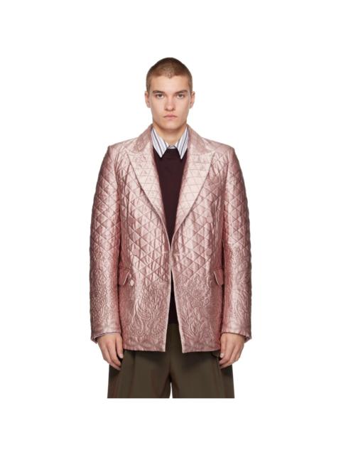 Dries Van Noten SSENSE Exclusive Pink Quilted Silk Blazer