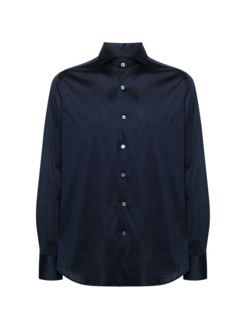 spread-collar cotton shirt