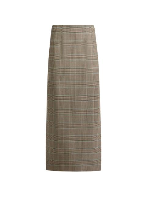 Etro stretch wool midi skirt with Prince of Wales motif