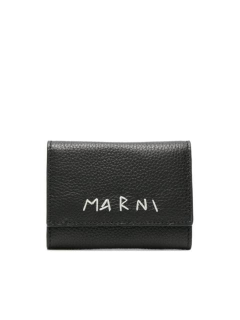 Marni embroidered-logo leather key case
