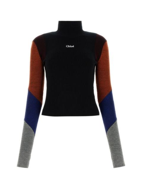 Black stretch wool blend sweater