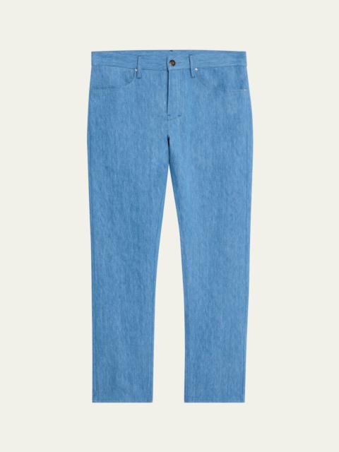 GABRIELA HEARST Men's Anthony Cotton-Linen Denim Pants