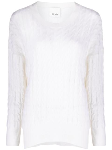Allude cable-knit long-sleeve jumper