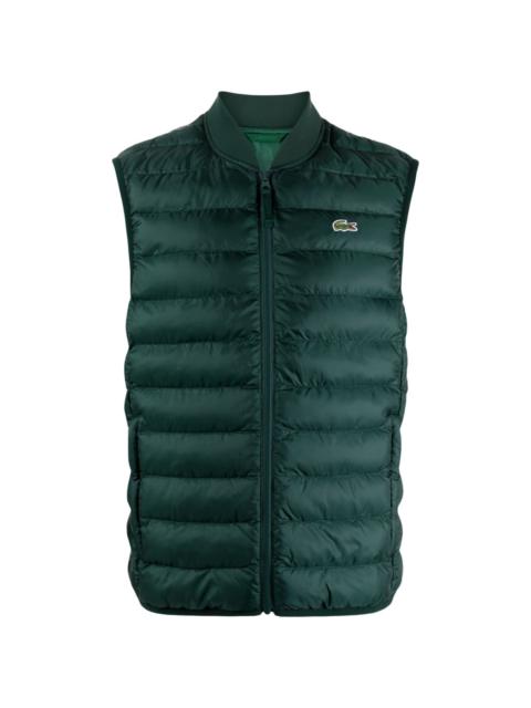 LACOSTE logo-emboridered quilted gilet