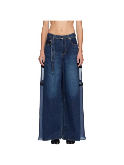 sacai Blue Paneled Jeans