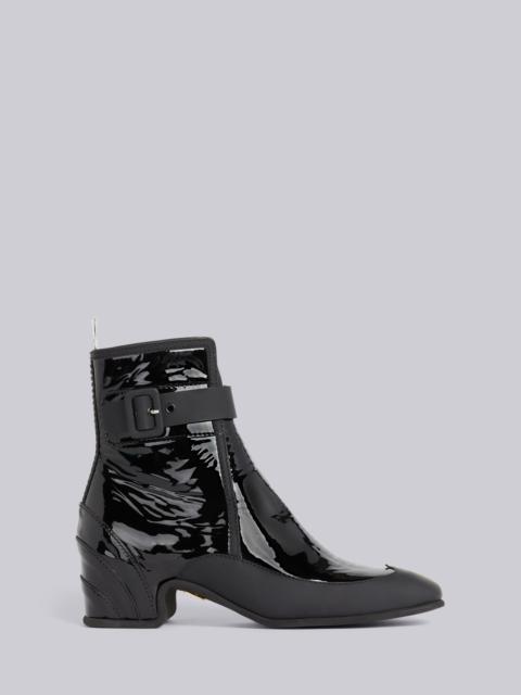 Thom Browne Black Soft Patent Leather 40mm Block Heel Galosh Ankle Boot