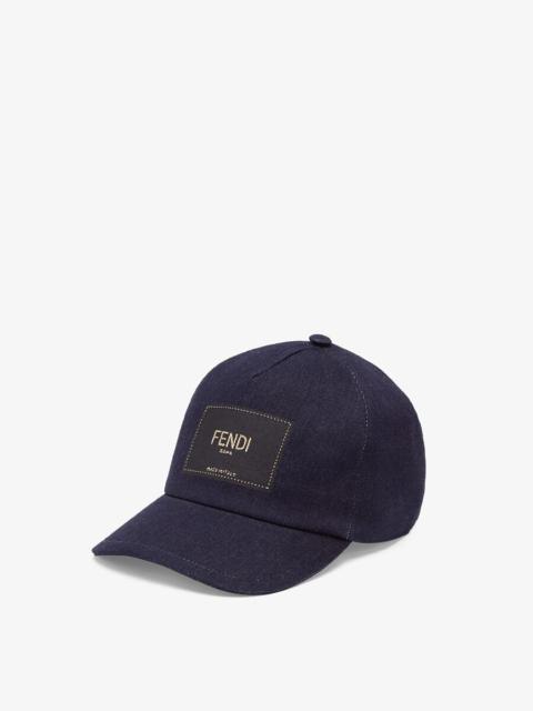 Blue denim baseball cap