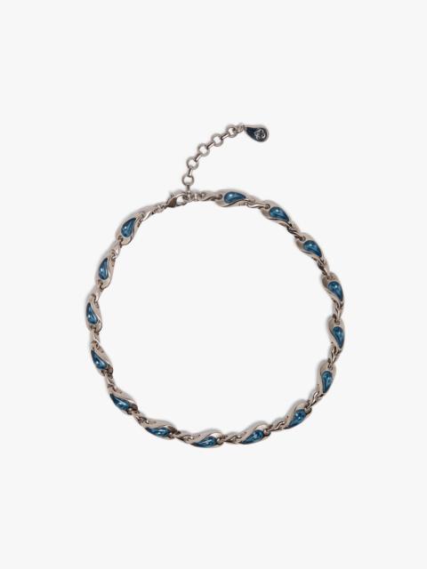 CASABLANCA Silver & Blue Water Drop Brass Necklace | Casablanca Paris