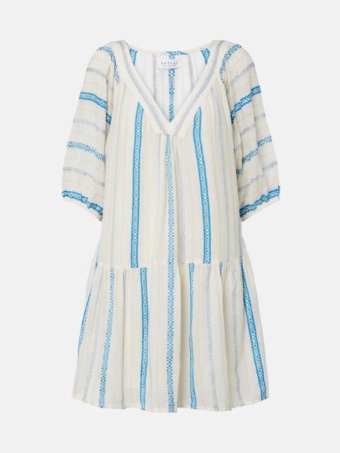 velvet Selita tiered cotton jacquard minidress
