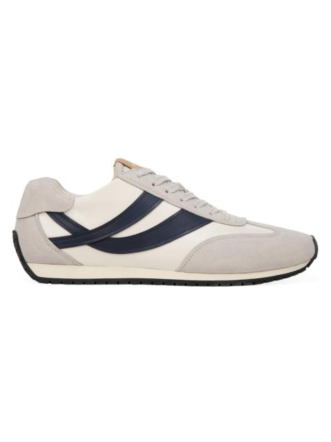 Vince Men's Oasis Leather & Suede Low-Top Sneakers - Milk Horchata Spruce Blue