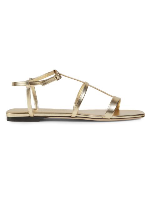JIMMY CHOO Women's Gwyn Metallic-Leather Flat Sandals - Gold