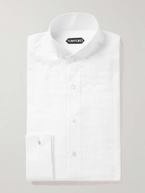 Wing-Collar Bib-Front Cotton-Poplin Tuxedo Shirt