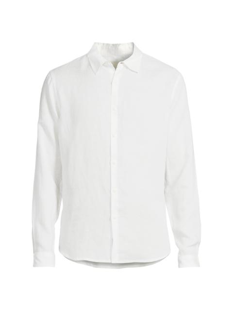 onia Men's Air Linen Long-Sleeve Shirt - White