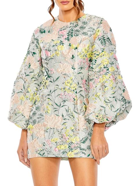 MAC DUGGAL Women's Floral Brocade Puff-Sleeve Minidress - Pastel Multi