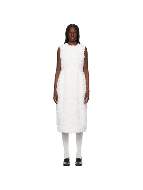 Comme Des Garçons White Tulle Flower Tape Embroidery Midi Dress