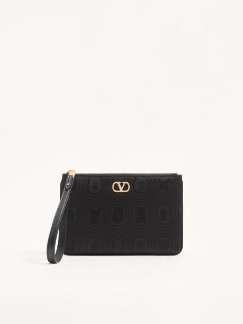 Valentino VLOGO SIGNATURE CLUTCH IN MOIRÉ FABRIC WITH JEWEL LOGO.
