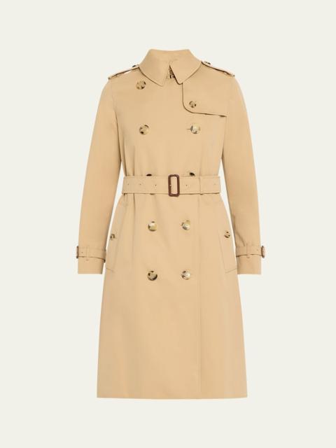 Burberry Kensington Organic Belted Double-Breasted Long Trench Coat
