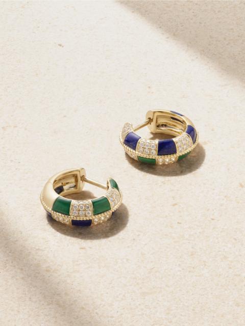 Yvonne Léon Mini Créoles 9-karat Gold Multi-stone Hoop Earrings