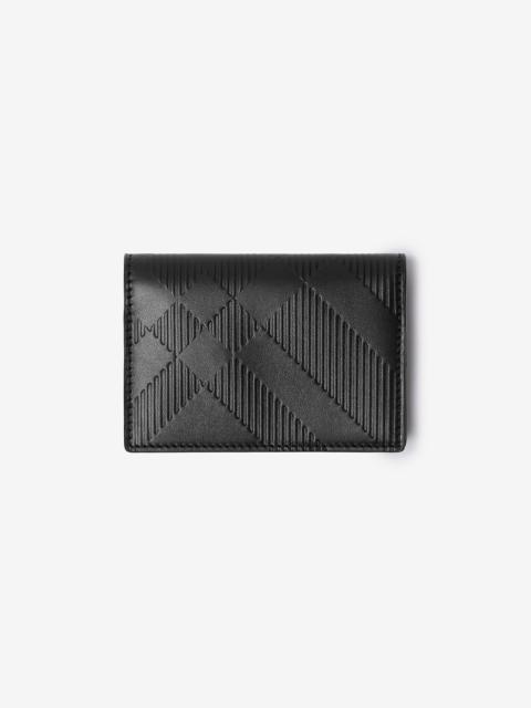 Check Leather Folding Card Case