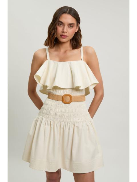 KAREN MILLEN Cotton Poplin Contrast Stitch Belted Mini Dress