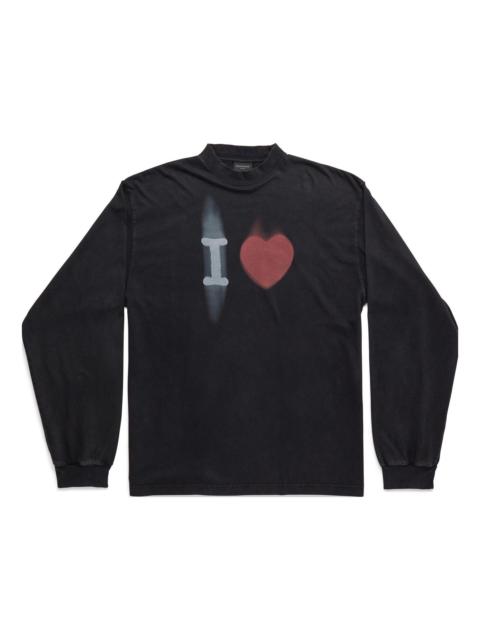 BALENCIAGA Balenciaga I Love Long Sleeve T-shirt Medium Fit 'Black' 744449TOVH39034