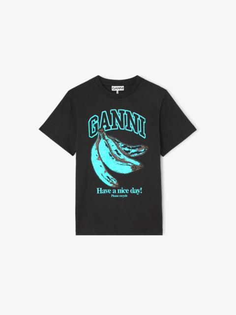 GANNI T-SHIRT WITH BLUE BANANA