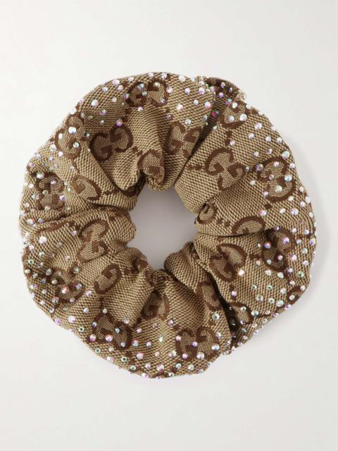 【GUCCI】GG Logo Canvas Scrunchie Beige Brown Gucci Gg-Monogram Canvas Hair Scrunchie - Beige/Dark Brown