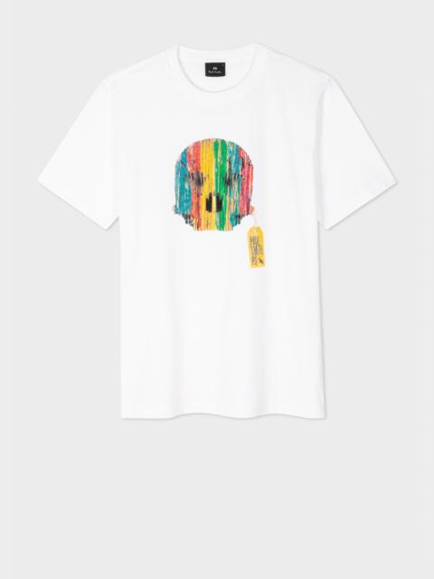 Paul Smith White 'Wooden Skull' Print T-Shirt