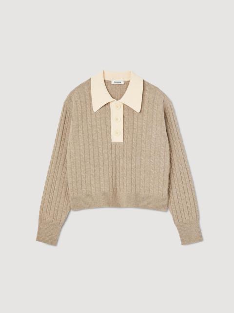 Sandro CROPPED CABLE-KNIT SWEATER