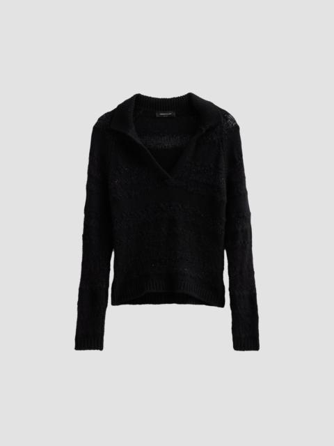 FABIANA FILIPPI Women's Platinum Johnny Collar Wool-Silk Blend Polo Sweater - Nero