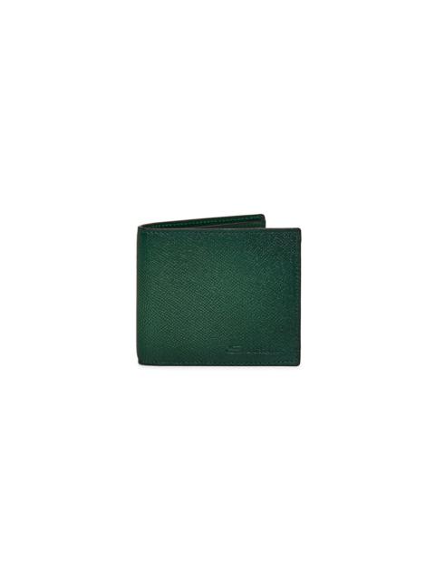 Santoni Green saffiano leather wallet