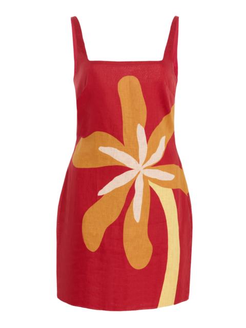 Siela Floral Linen Mini Dress orange