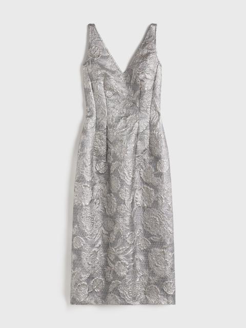 Totême V-neck brocade dress silver