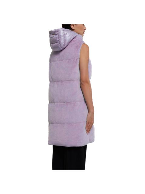 Herno Herno Faux Fur Sleeveles Coat Lilac Polyamide