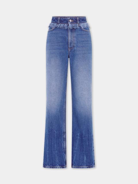 rabanne STRAIGHT JEANS IN WASHED DENIM WITH FRINGES