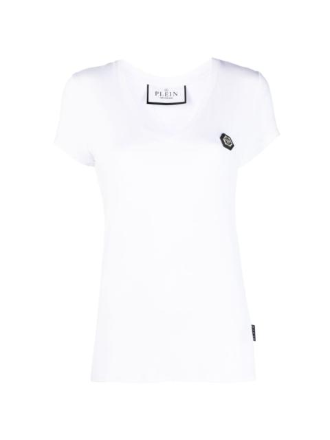 logo-patch V-neck T-shirt