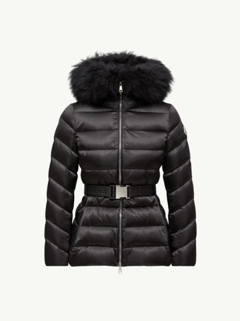 Moncler Cupidone Hooded Shearling-Trimmed Short Down Jacket