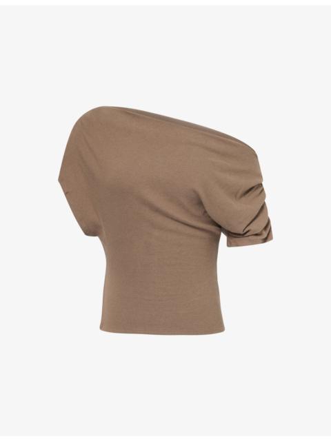 Reformation Iris Off-Shoulder Cotton-Blend Knitted Top