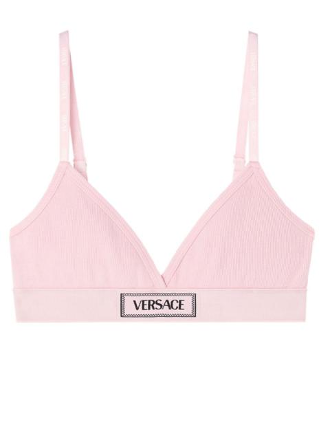 VERSACE logo-patch cotton-blend bra