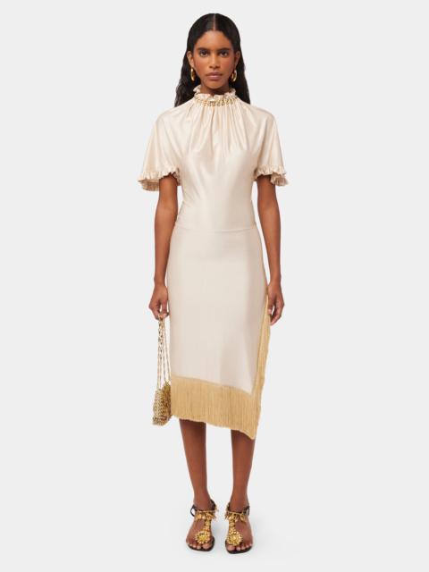 rabanne JERSEY CREAM DRESS WITH BEADS