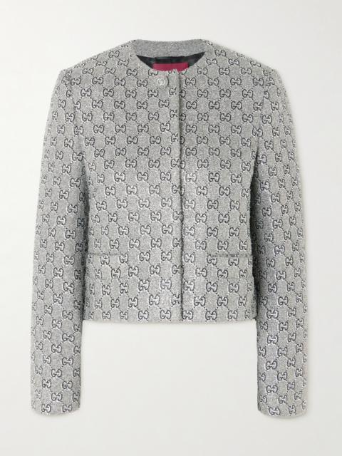 GUCCI Crystal-embellished Metallic Tweed Jacket