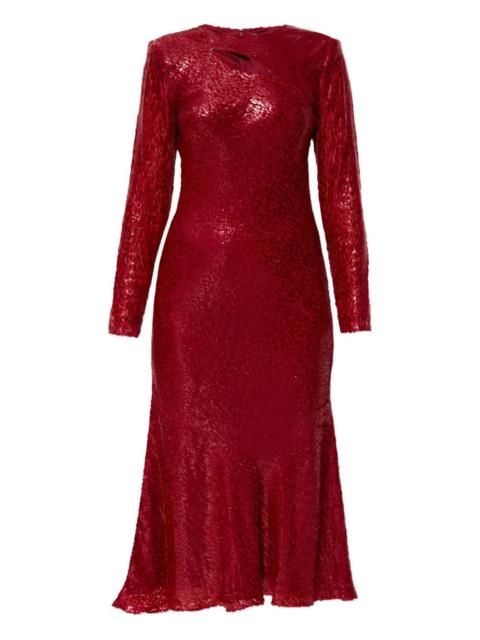 self-portrait lurex-detail silk dress