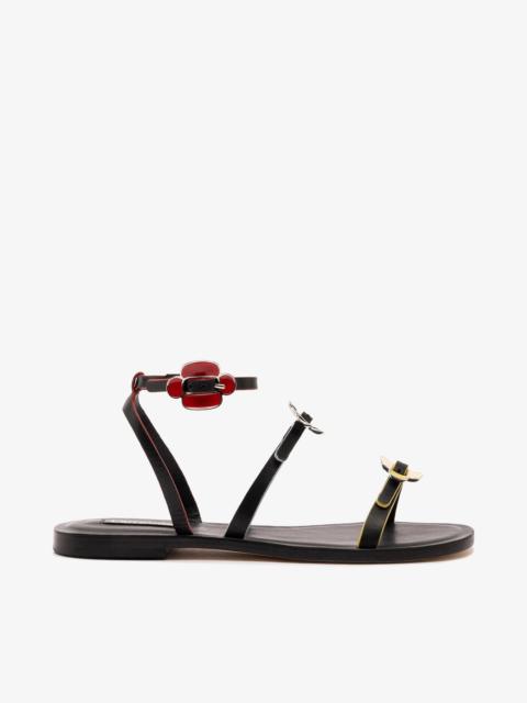Larroudé Tinx Flat Sandal In Black Leather