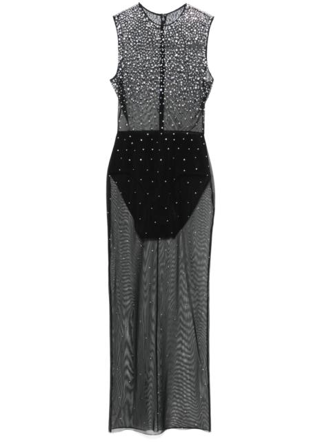 ALEX PERRY crystal mesh midi dress