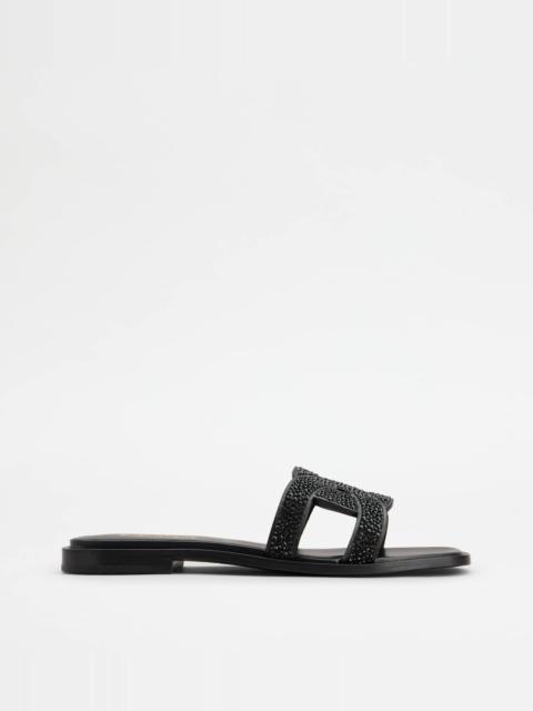 Tod's KATE SANDALS IN SUEDE - BLACK