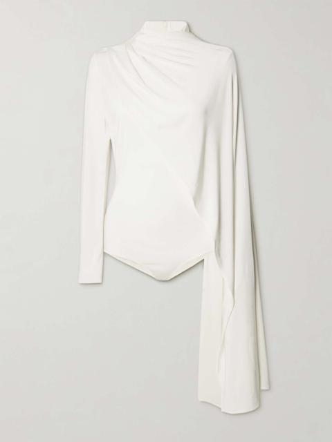 Cape-effect stretch-jersey bodysuit